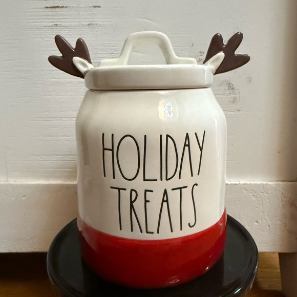 Rae Dunn Holiday Treats Ceramic Canister with Antlers - Picture 1 of 2